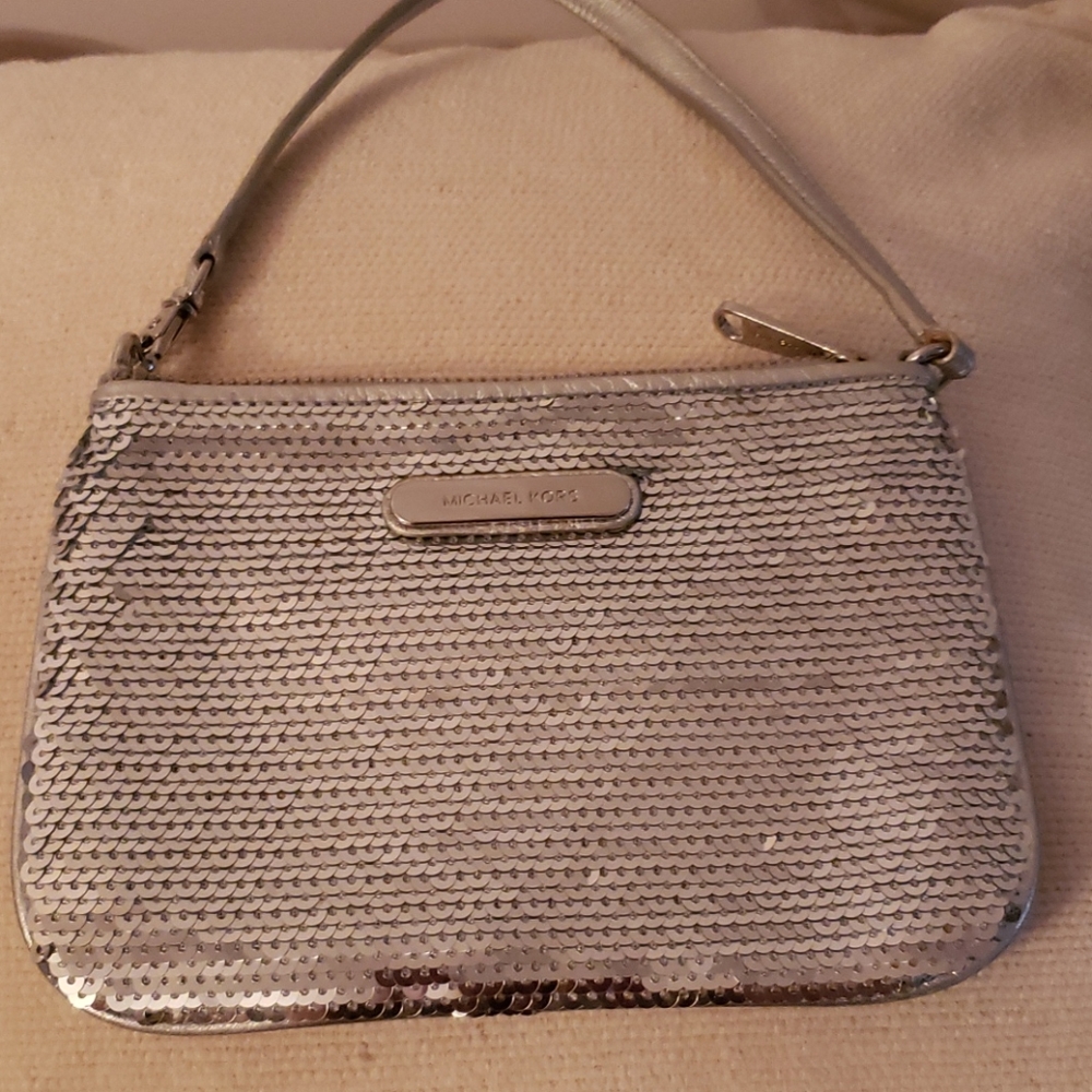 Michael Kors Sequin Silver clutch